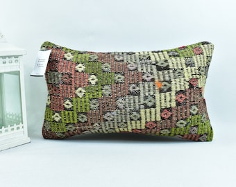 kilim pillow / boho pillow / rustic decor 12x20 organic pillow / kilim cushion / ethnic pillow / throw pillow / kilim pillow cover code 5645