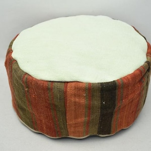 Moroccan pouf cover, Kilim pouffe, Circle beanbag, Garden pouffe, Oriental pillow pouf, Turkish kilim pouf, 20x20 height 10 inches code 713