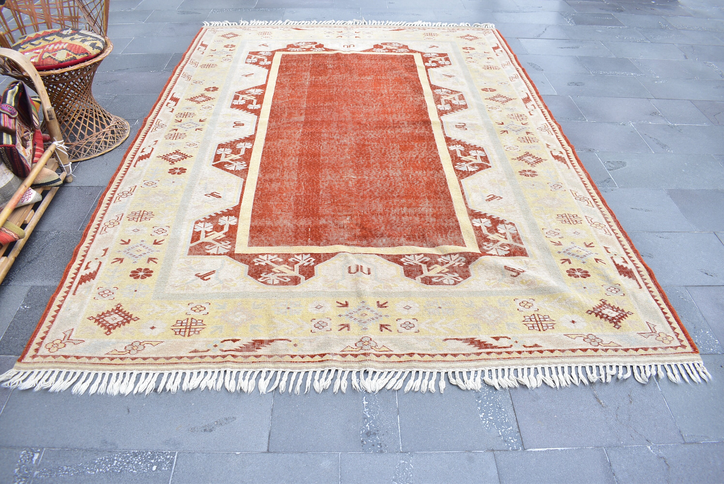 Turkish Rug , Large Area Rug , Vintage Rug , Natural Rug 6.9