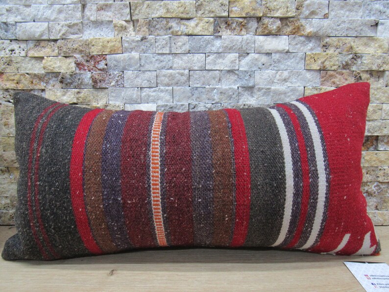 Pale Color Handmade Bolster Pillow 10x20 Kilim Pillow Turkish Etsy