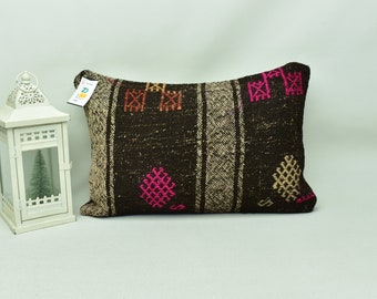 ストライプ柄クッションカバー、16 x 24 インチ (40 x 60 cm) 赤 緑 白