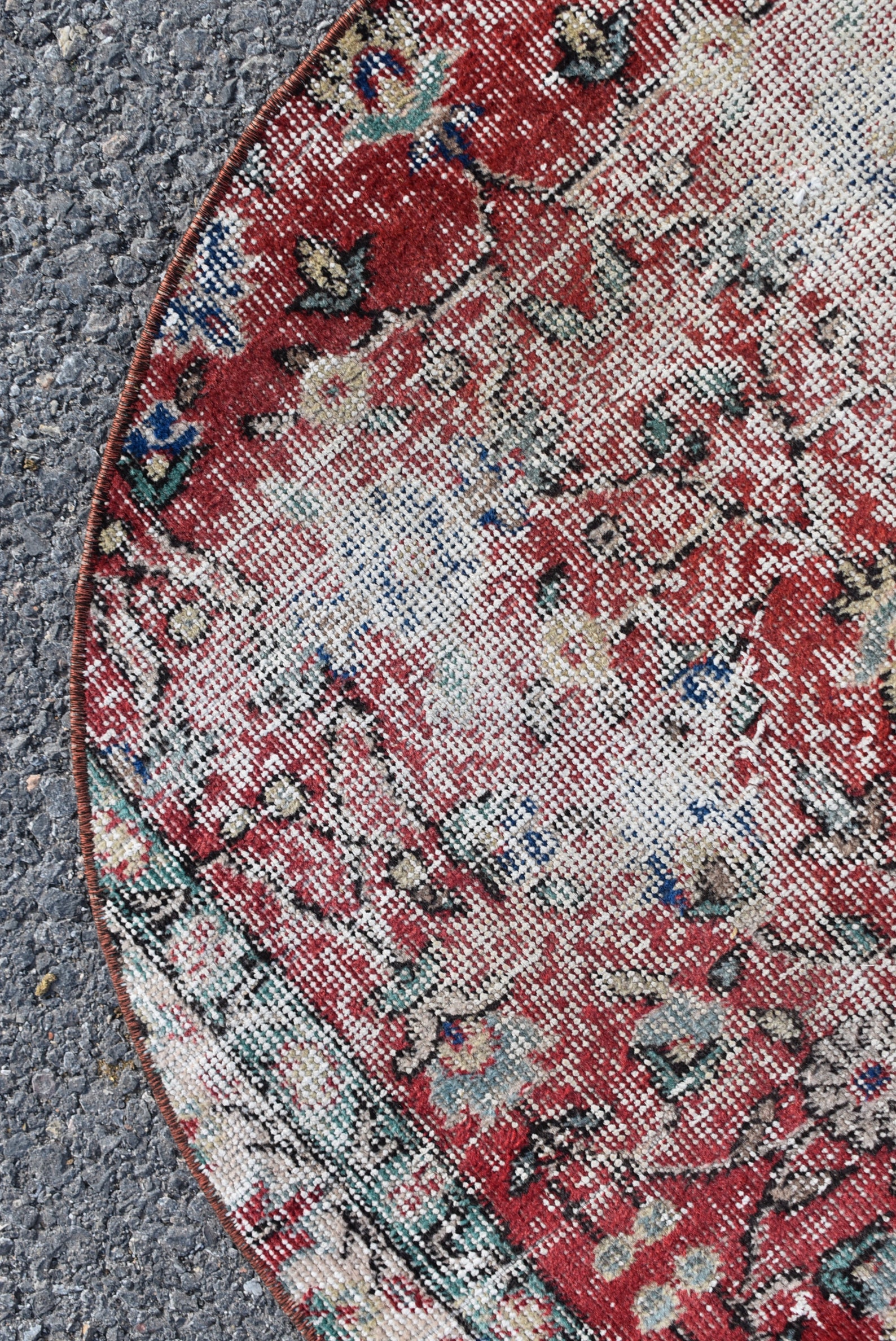 Circle Rug, Red Rug, Turkish Rug, Vintage Rug, Bathmat Rug, 2.7 X 2.7 ...