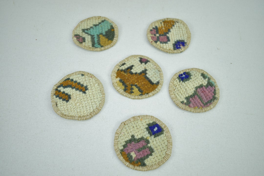6 Pieces Coaster Set / Carpet Decorative Coaster / Mouse Pad / Handmade ...