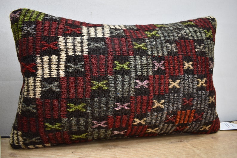 decorative kilim pillow organic kilim pillow boho pillow couch pillows kelim kissen unique pillow 12x20 pillow cover code 3556