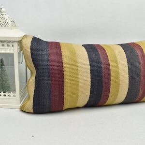 red color kilim pillow / home decor pillow / 12x24 striped kilim pillow / cushion cover / boho pillow / high quality pillow / code 4629