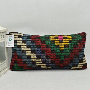 natural kilim pillow / ethnic pillow / throw pillow / lumbar pillow / turkish pillow / boho decor pillow / 10x20 pillow cover / code 2047