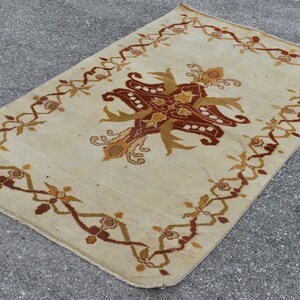 Handmade rug, Home Decor rug, Natural Vintage rug, Turkish Oushak Floor rug, 3.8 x 6.1 ft, Area Rug, Bohemian rug, Carpet, zd4165