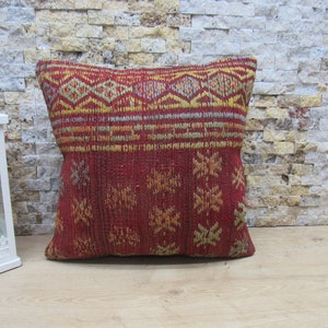 bohemian kilim pillow / ethnic kilim pillow / turkish kilim pillow / kelim kissen / antique kilim pillow / 16x16 pillow cover /  code 8163