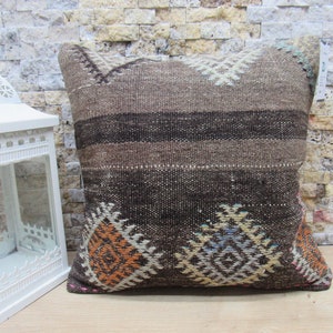 decorative pillow / handwoven kilim pillow / bohemian pillow / throw pillow / sofa pillow / turkish pillow / 16x16 pillow cover / code 8140