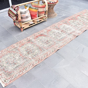 Oushak runner rug, Vintage rug, Turkish runner rug, 2.5 x 11.4 Ft, Corridor decor, Handmade rug, Stairway rug, Organic wool rug, ZDA0115
