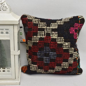Cuscino in lana organica, cuscino ricamato, cuscino di piccole dimensioni, cuscino kilim divano, cuscino kilim Boho, arredamento Boho 12x12 Codice copertura cuscino 266