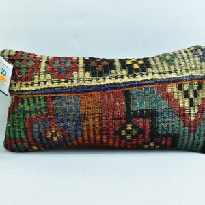 boho decor pillow / throw pillow / lumbar kilim pillow / decorative pillow / turkish pillow / tribal pillow / 10x20 pillow cover / code 3278