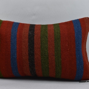 tribal kilim pillow / striped pillow / handmade kilim pillow / boho decor pillow / antique kilim pillow / 12x20 pillow cover / code 5535