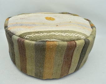 Decorative Bohemian pouffe, 20x20x10 inches Handmade pouf, Vintage pouf, Home decor Kilim pouff, Ottoman pouf, Floor pillow cover, code 457