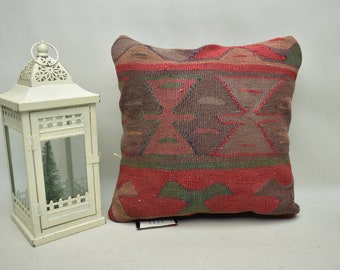 unique kilim pillow / ottoman pillow / turkish pillow / high quality pillow / nursery pillow / sofa pillow / 16x16 pillow cover / code 14243