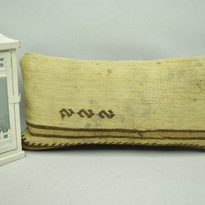 Boho decor pillow, Throw pillow, Lumbar kilim pillow, Decorative pillow, Turkish pillow, Tribal sofa pillow, 10x20 Pillow cover, code 3478