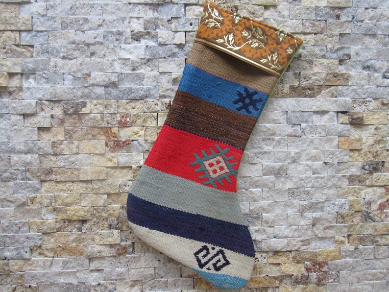 decorative tribal dowry kilim christmas ornament socks embroidery cecim kilim christmas stocking 11x18 christmas gift fireplace decor socks