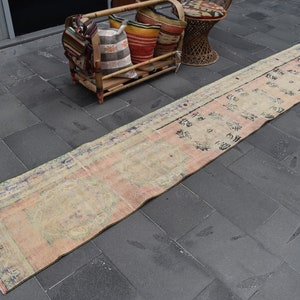 Vintage Turkish rug, Anatolian rug, Hallway rug, 2.1 x 12.1 ft, Unique rug, Oushak runner rug, Handmade aztec rug, Wool rug, Carpet, ZDA0367
