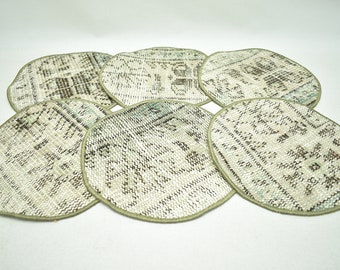 6 pieces wool rug supla / 16x16 supla set / home service / boho wedding decor supla / american service / table mat / home decor / code 126