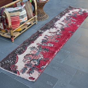 Turkish rug, Runner rug, Vintage rug, Handmade rug, 2.1 x 9.3 ft, Boho rug, Oushak rug, Home decor, Natural wool rug, Nomadic rug, ZDA0733