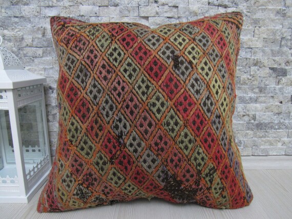 bohemian pillow turkish kilim pillow ethnic pillow throw pillow floor pillow organic kilim pillow 18 x 18 nomadic pillow