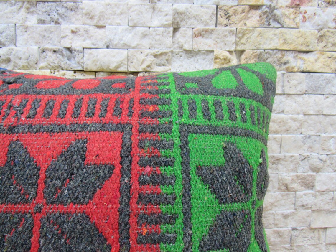 Tribal kilim pillow blue and red and green colored kilim Etsy