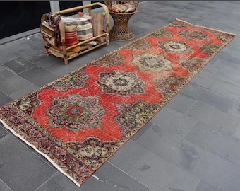 herki runner rug, turkish rug, hallway rug, kitchen rug, entryway rug 3.9 x 12.6 ft boho decor rug, nomadic rug, handmade rug, ZDA0973