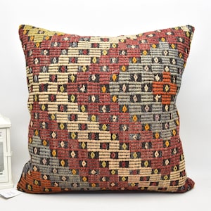 turkish kilim pillow / geometric design pillow / floor pillow / home decor pillow / organic cecim pillow / 28x28 pillow cover / code 869