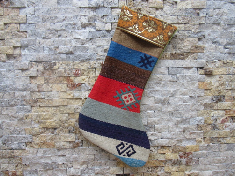 decorative tribal dowry kilim christmas ornament socks embroidery cecim kilim christmas stocking 11x18 christmas gift fireplace decor socks