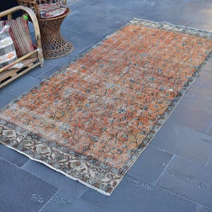 Runner rug, Vintage rug 4 x 8.9 Ft, Turkish runner rug, Bohemian rug, Decorative rug, Oushak rug, Anatolian rug, Bedroom Wool rug, ZDA0738