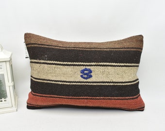 ストライプ柄クッションカバー、16 x 24 インチ (40 x 60 cm) 赤 緑 白