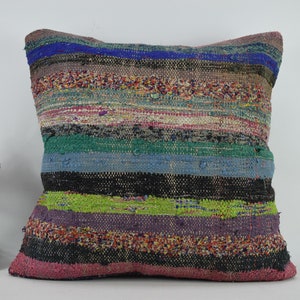 striped pillow / boho kilim pillow / 28x28 home decor pillow / decorative pillow / floor pillow / apartment decor pillow cover / code 998
