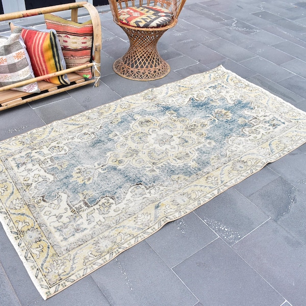 Alfombra turca vintage, alfombra oriental, alfombra vintage, alfombra hecha a mano, 3,5 x 7 pies, alfombra de dormitorio, alfombra nómada, alfombra hecha a mano, alfombra azteca, ZDA0075