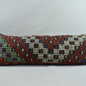 home decor kilim pillow / lumbar kilim pillow / anatolian pillow / boho decor pillow / ethnic kilim pillow / 12x36 pillow cover /code 1854