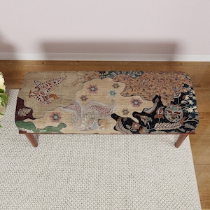 Panca da camera da letto, panca ottomana, panca orientale, panca turca, panca ottomana da camera da letto, panca con tappeto turco, panca boho, panca con tappeto stampato,