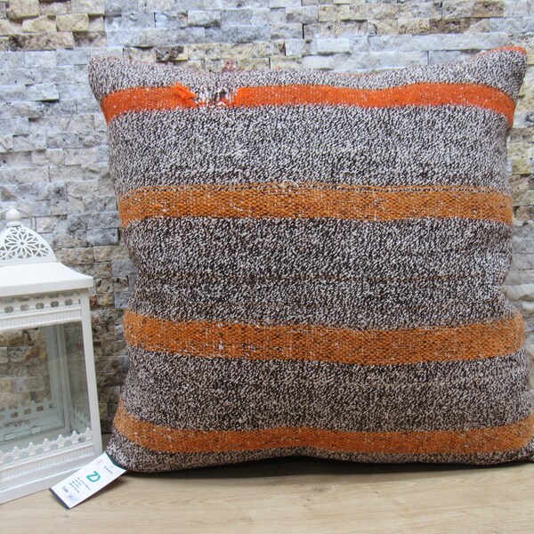 oreiller kilim rayé /oreiller boho / oreiller turc / 24x24 jeter oreiller / oreiller aztèque / oreiller tribal / oreiller ethnique / code 837