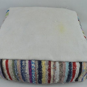 Vintage pouf, Floor pillow Patio decor pillow cover, 24x24 height 8 inches Turkish kilim pouf, Handmade kilim pillow, Garden pouffe code189