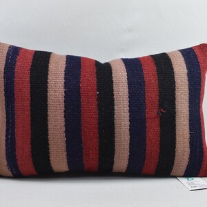 comfort pillow cover / striped pillow / handmade wool throw pillow / decorative pillow / kilim pillow / 12x20 sofa pillow cover code 5331
