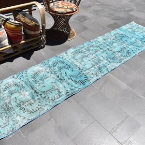 Turkish rug, Runner rug, Vintage rug, Handmade rug, 2.1 x 9.6 ft, Boho rug, Oushak rug, Home decor, Natural wool rug, Nomadic rug, ZDA0438