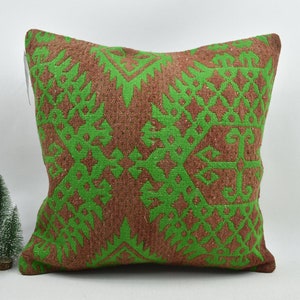 handwoven kilim pillow / turkish pillow / decorative pillow 18x18 bohemian pillow / sofa pillow / throw pillow / cushion cover  code 6174