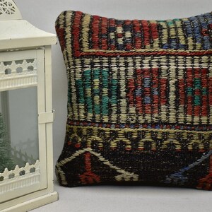 Cuscino in lana organica, cuscino ricamato, cuscino di piccole dimensioni, cuscino kilim divano, cuscino kilim Boho, arredamento Boho 12x12 Codice copertura cuscino 365