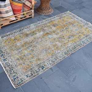Vintage area rug, Oriental rug, Tribal rug, Livingroom rug, Handmade rug, Turkish rug, 3.6 x 6.9 Ft, Boho rug, Oushak rug ZDA0551