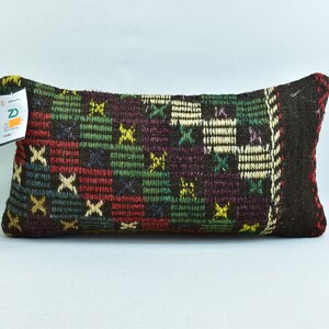 boho decor pillow / throw pillow / lumbar kilim pillow / decorative pillow / turkish pillow / tribal pillow / 10x20 pillow cover / code 3279