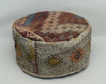 Kilim beanbag, Turkish pouf, Round pouf, Floor pouf, Moroccan pouf, Vintage home decor pouf, Camping puffs 20x20 height 10 inches code 680