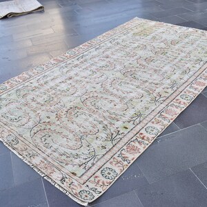 Large size rug, Diningroom rug, Turkish vintage rug, Handmade natural wool rug, Bohemian carpet, Oushak rug,  5.2 x 8.7 Ft, ZD6582