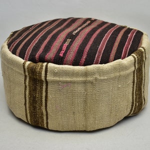 Boho decor carpet pillow 20x20 height 10 inches anatolian pouf pillow handmade rug pillow floor pillow kilim pouf home decor pouf code 579