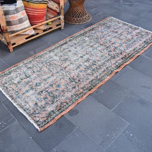 Turkish rug, Vintage rug, Handmade rug, Aztec rug, 2.8 x 6.6 ft Bohemian rug, Runner rug, Ethnic rug, Oushak rug, Hallway rug,  ZD7779