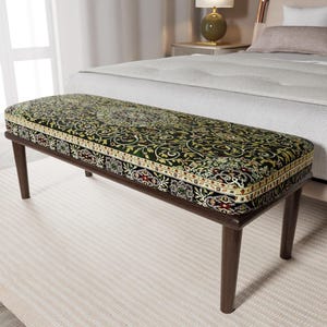 Bedroom bench, Bedroom ottoman bench, Oriental bench, Turkish bench, Ottoman bench, Turkish rug bench, Boho bench, Printed rug bench,