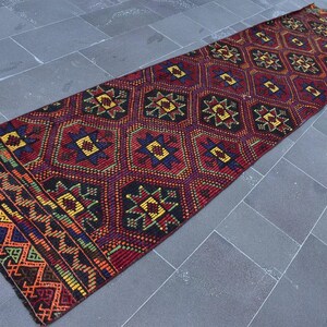 Kilim rug, Turkish kilim rug, Vintage kilim rug, Bohemian rug, Home decor, Aztec decor, Area rug, Kilim, Handmade rug, 2.7 x 11.4 ft ZD4628