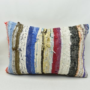 Coastal kilim pillow case, Decorative kilim pillow, Handwoven kilim pillow, Throw pillow, 16x24 bohemian pillow, Cushion cover, code 3344
